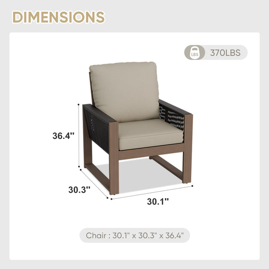 COOS BAY Natural Cedar Wood Patio Chair with Cushions