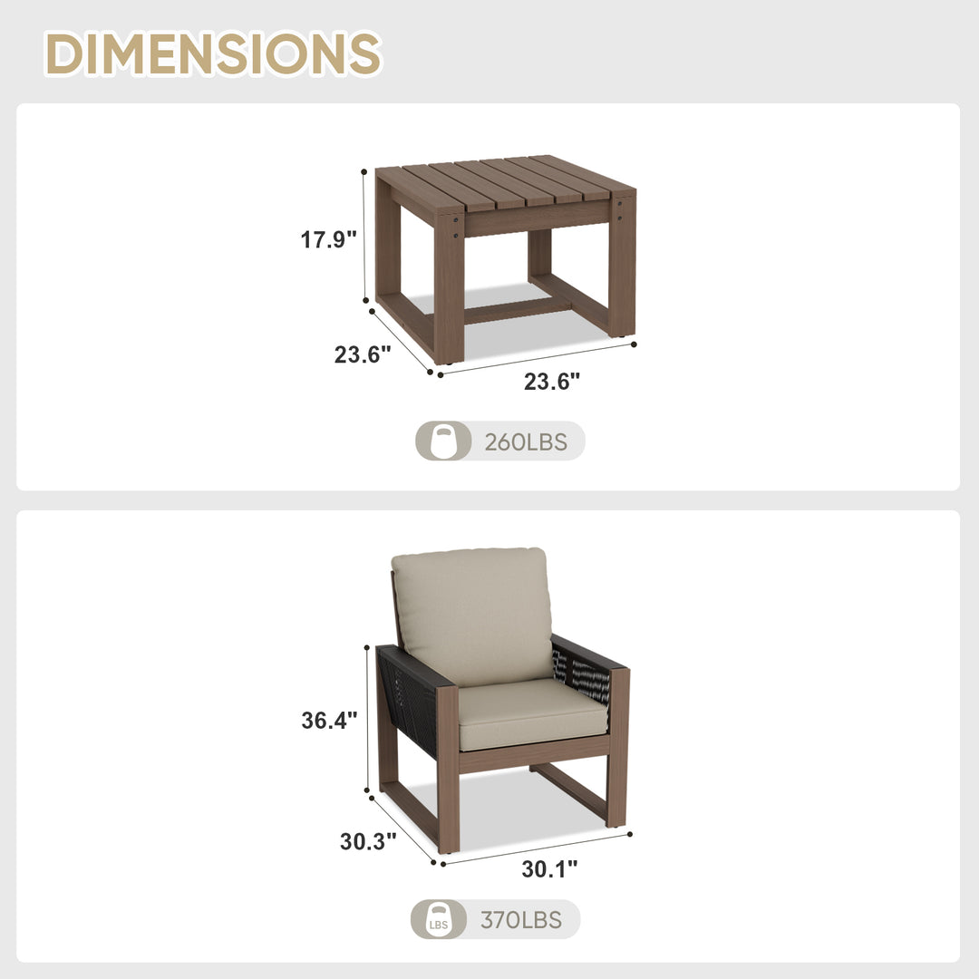 COOS BAY Natural Cedar Bistro Set, Real Wood Chairs and Table