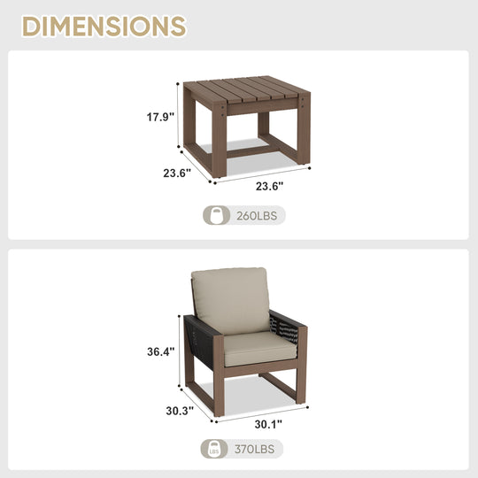 COOS BAY Natural Cedar Bistro Set, Real Wood Chairs and Table