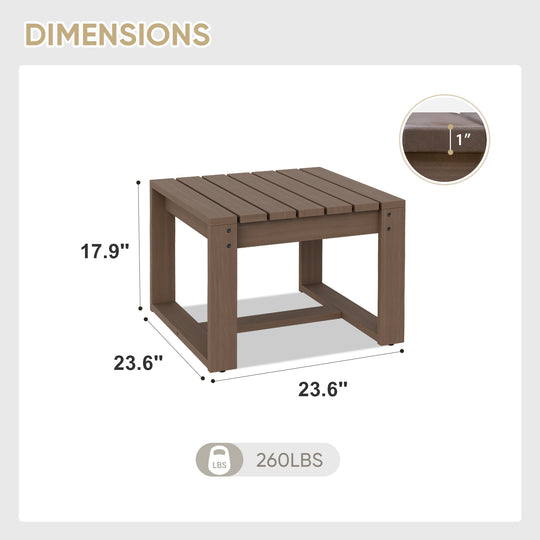 COOS BAY Natural Cedar Wood Slat Square Patio Table, Brownish