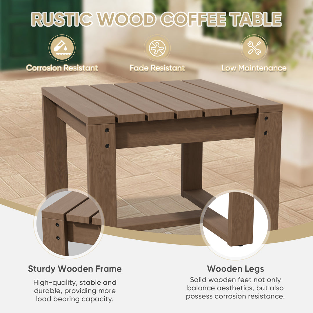 COOS BAY Natural Cedar Wood Slat Square Patio Table, Brownish