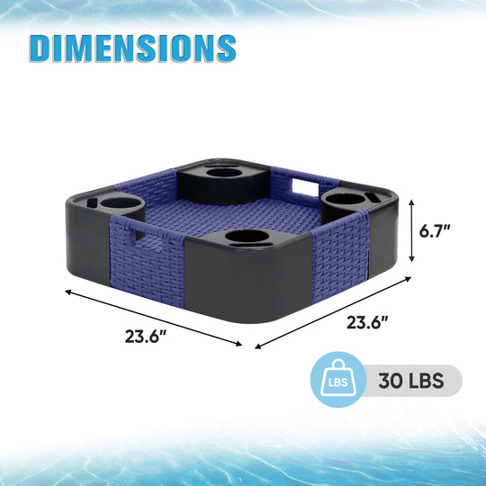 COOS BAY 24''x24'' Square Floating Drink Holder for Pool and Hot Hub