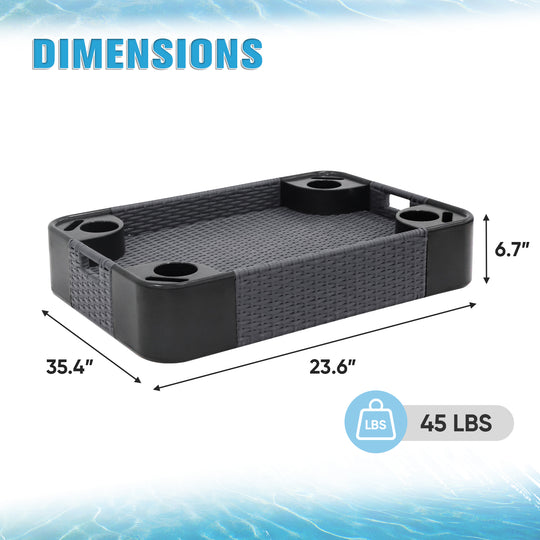 COOS BAY 35''x24'' Rectangular Floating Drink Holder for Pool and Hot Hub