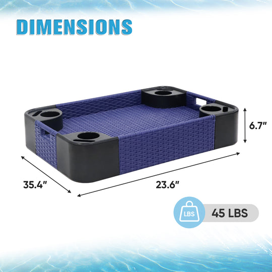 COOS BAY 35''x24'' Rectangular Floating Drink Holder for Pool and Hot Hub