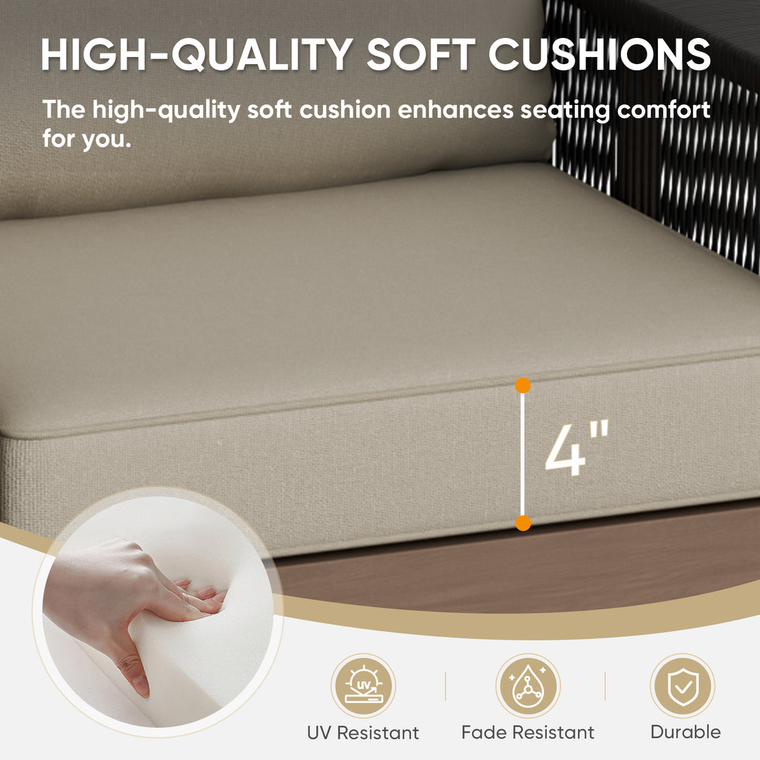 COOS BAY Natural Cedar Wood Patio Chair with Cushions