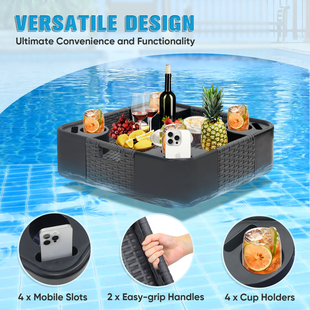 COOS BAY 24''x24'' Square Floating Drink Holder for Pool and Hot Hub