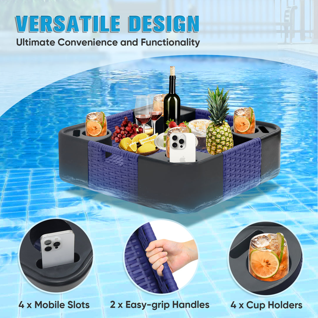 COOS BAY 24''x24'' Square Floating Drink Holder for Pool and Hot Hub