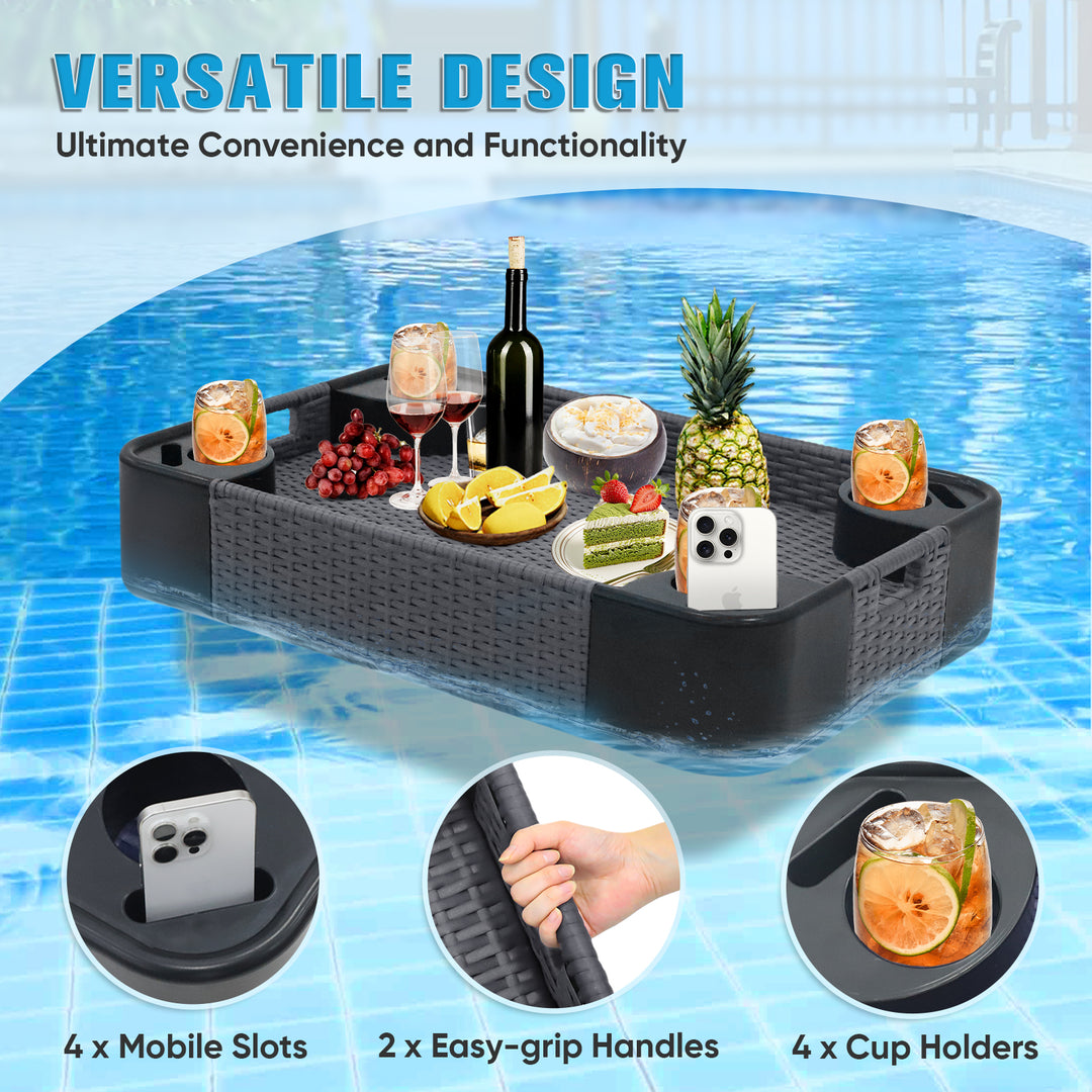 COOS BAY 35''x24'' Rectangular Floating Drink Holder for Pool and Hot Hub