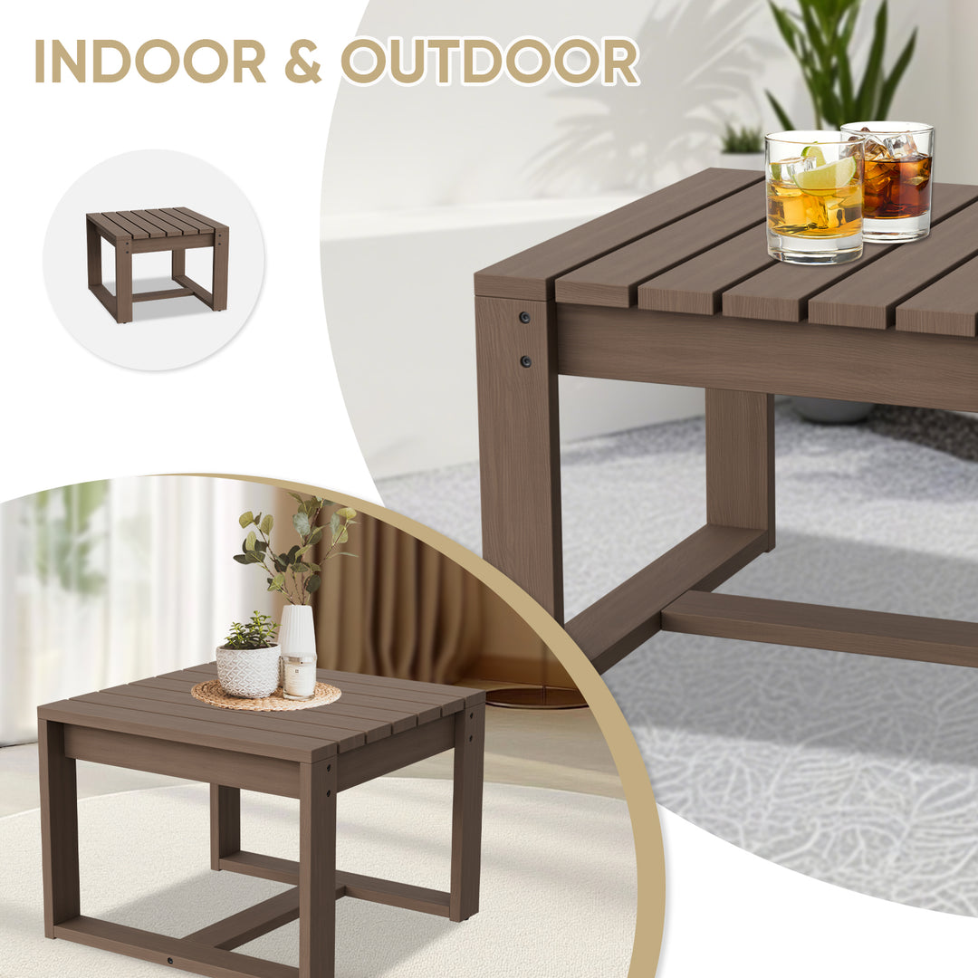 COOS BAY Natural Cedar 7 PCS Furniture Set w/ Sofa 4 Patio Chairs, Coffee Table and Side Table