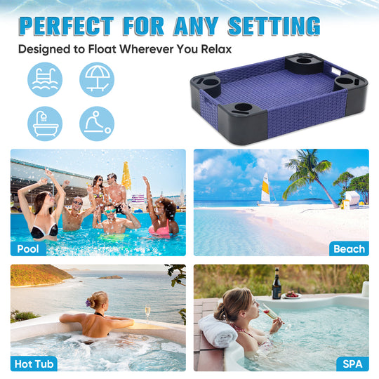 COOS BAY 35''x24'' Rectangular Floating Drink Holder for Pool and Hot Hub