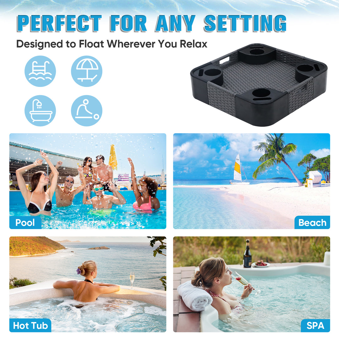 COOS BAY 24''x24'' Square Floating Drink Holder for Pool and Hot Hub