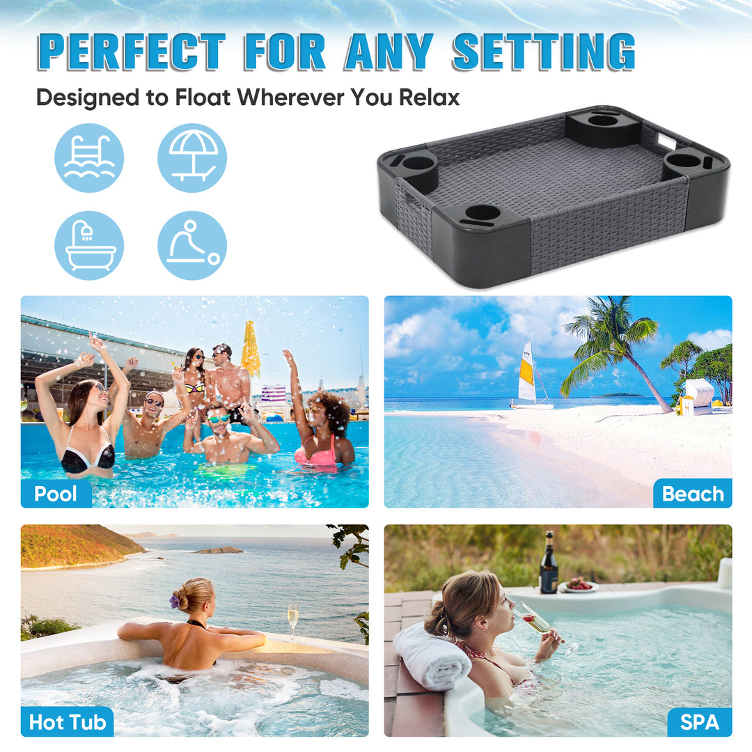 COOS BAY 35''x24'' Rectangular Floating Drink Holder for Pool and Hot Hub