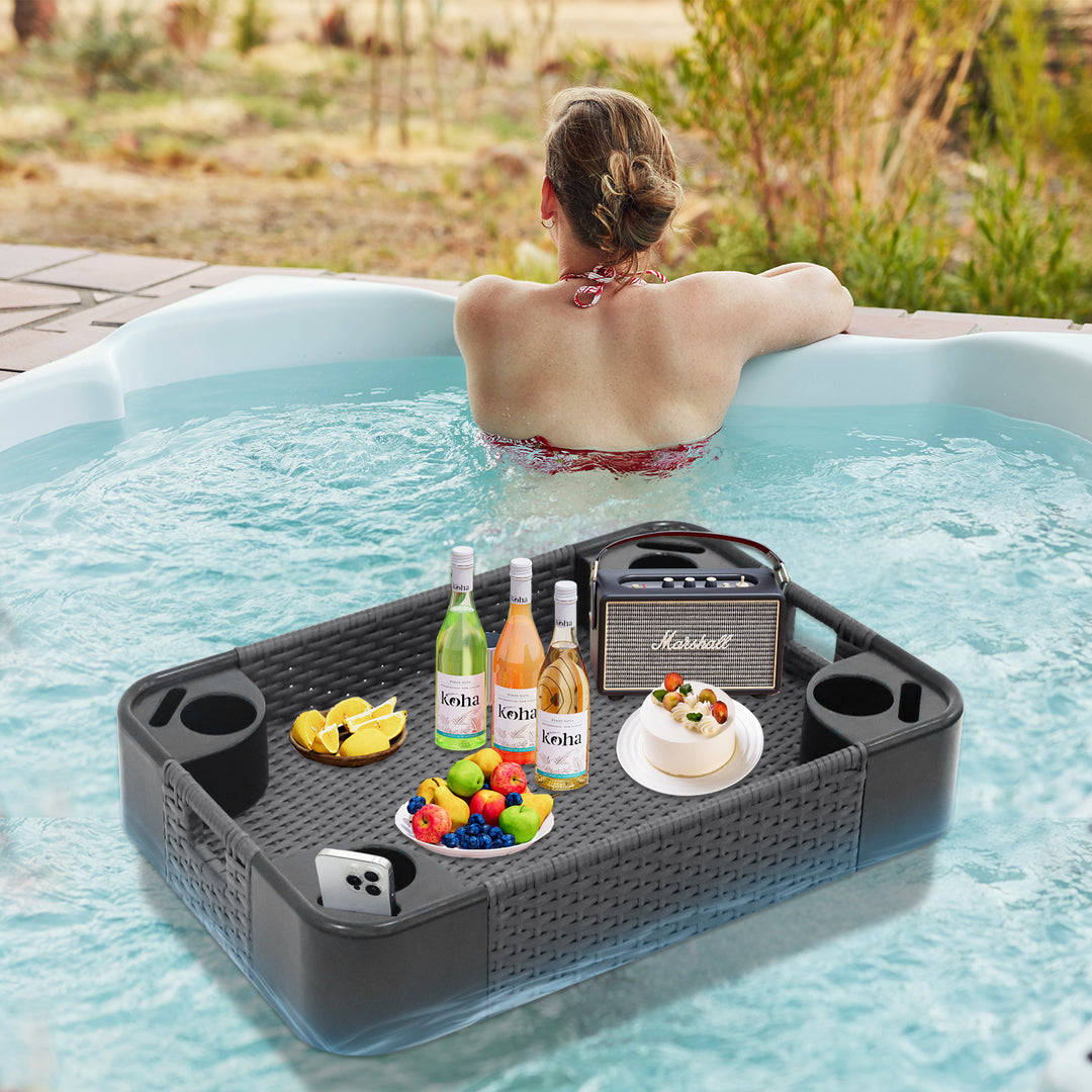 COOS BAY 35''x24'' Rectangular Floating Drink Holder for Pool and Hot Hub