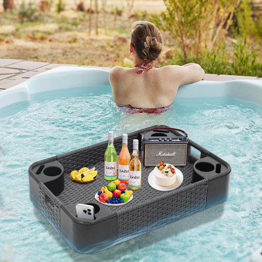 COOS BAY 35''x24'' Rectangular Floating Drink Holder for Pool and Hot Hub