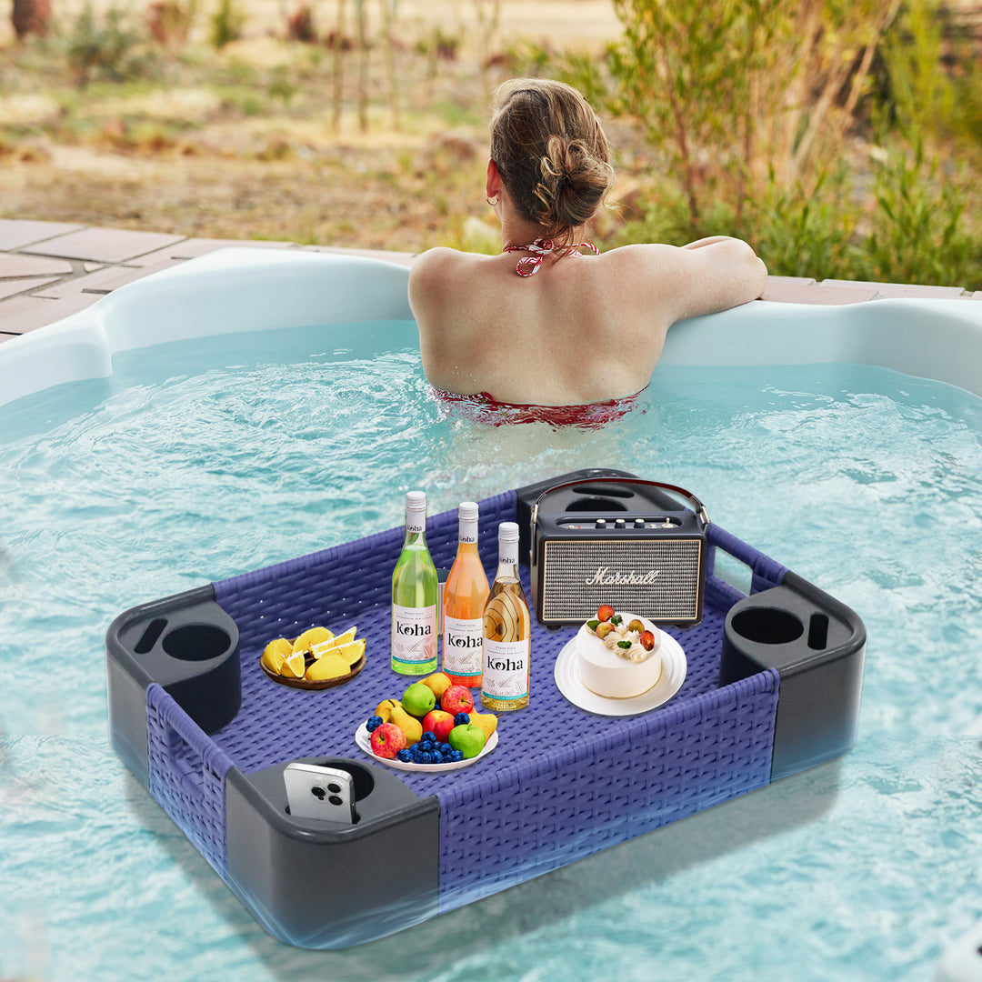 COOS BAY 35''x24'' Rectangular Floating Drink Holder for Pool and Hot Hub