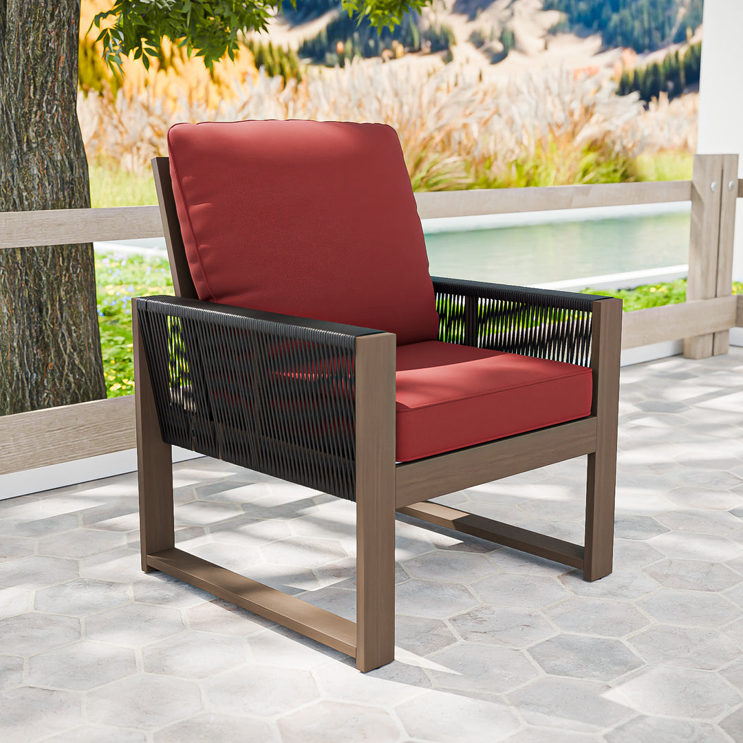 COOS BAY Natural Cedar Wood Patio Chair with Cushions