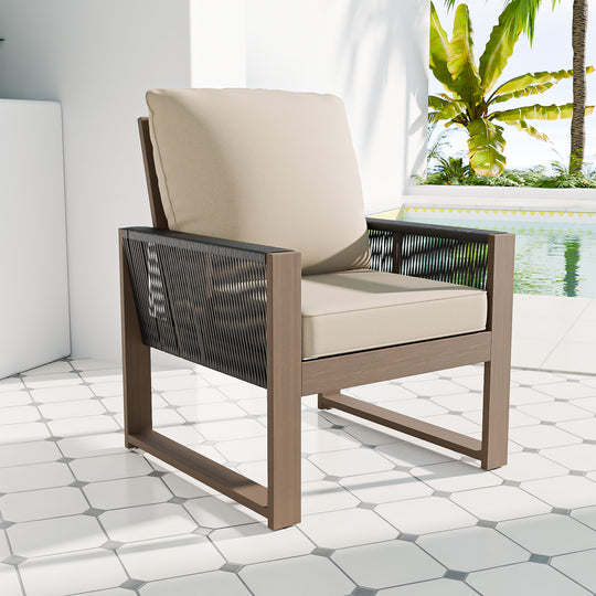 COOS BAY Natural Cedar Wood Patio Chair with Cushions