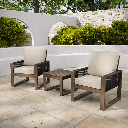 COOS BAY Natural Cedar Bistro Set, Real Wood Chairs and Table