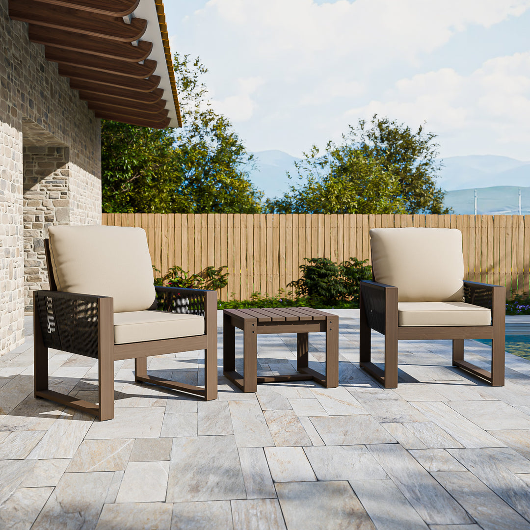 COOS BAY Natural Cedar Bistro Set, Real Wood Chairs and Table