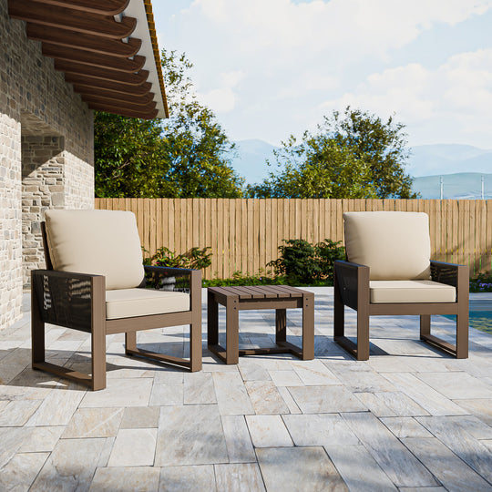 COOS BAY Natural Cedar Bistro Set, Real Wood Chairs and Table