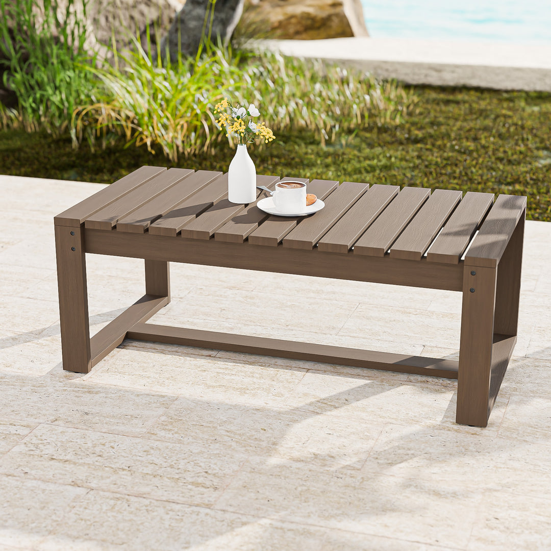 COOS BAY Natural Cedar Wood Slat Patio Table, Brownish