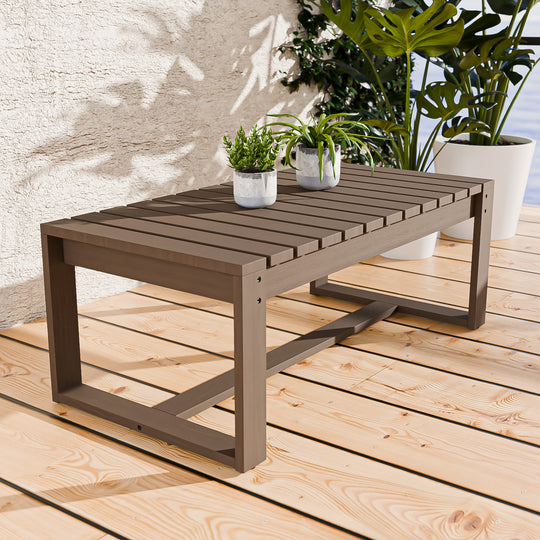 COOS BAY Natural Cedar Wood Slat Patio Table, Brownish