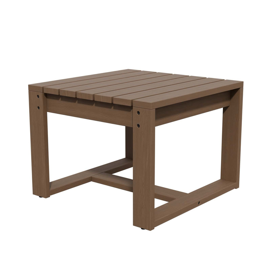 COOS BAY Natural Cedar Wood Slat Square Patio Table, Brownish