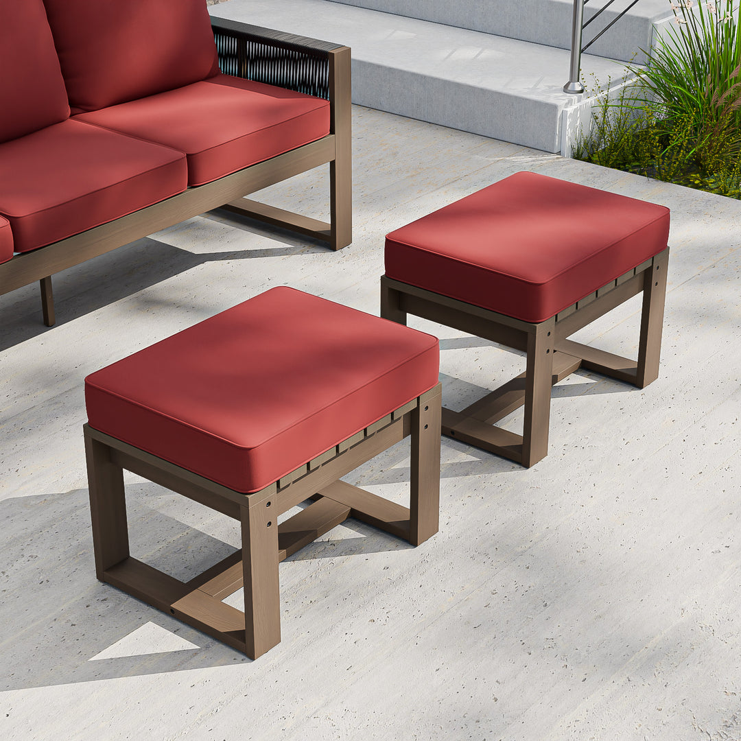 COOS BAY Natural Cedar Outdoor Patio Ottomans