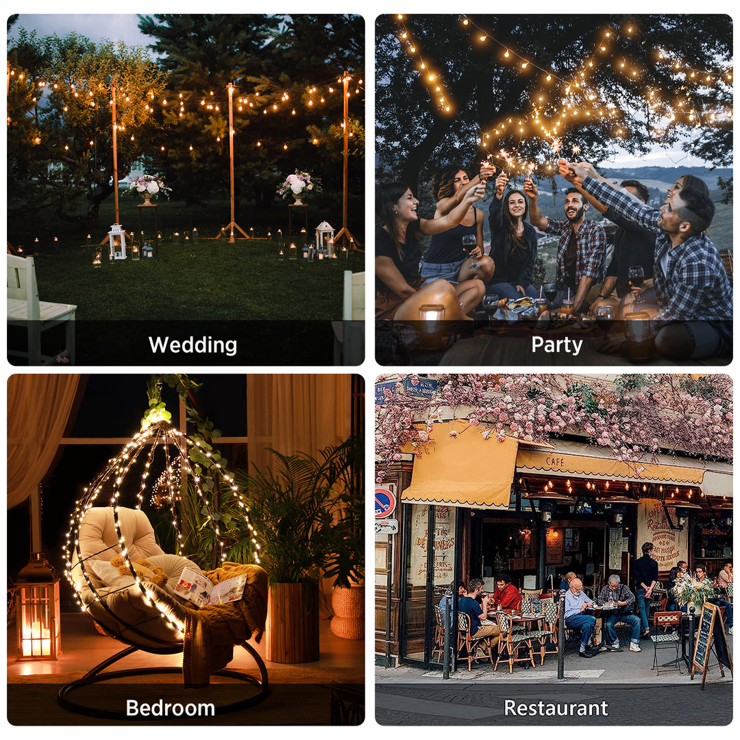 COOS BAY Solar-Powered LED Globe String Lights - Total 39FT with 100 LED, 8 Modes with Waterproof Remote, Warm White