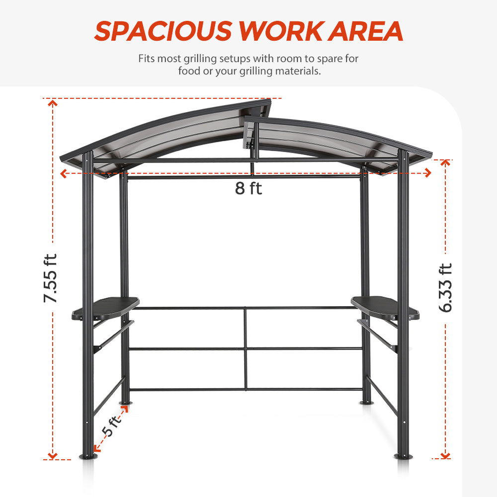 COOS BAY 8'x5' BBQ Grill Gazebo with Shelves Serving Tables