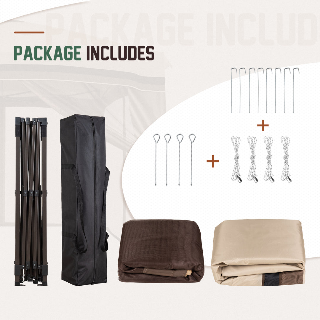 COOS BAY 10' x 10' Gazebo Tent Outdoor Pop up Gazebo Canopy Shelter with Netting (Beige)