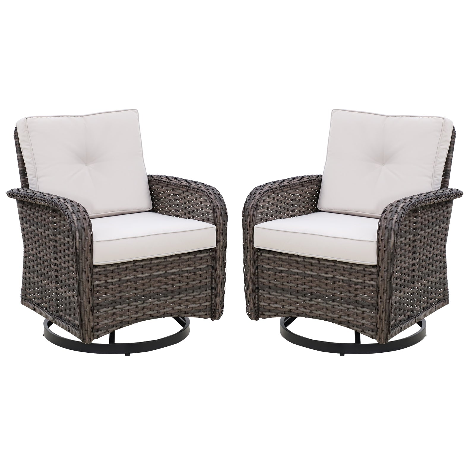 2-Piece Outdoor Wicker Swivel Rocker Chairs_SRC-P2