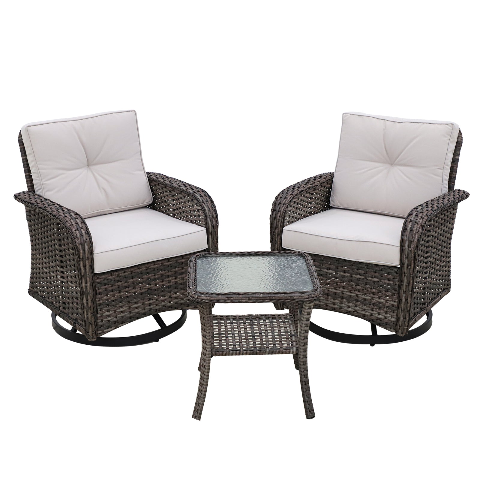 3-Piece Patio Bistro Set w/Side Table and Chairs_SCST-P3