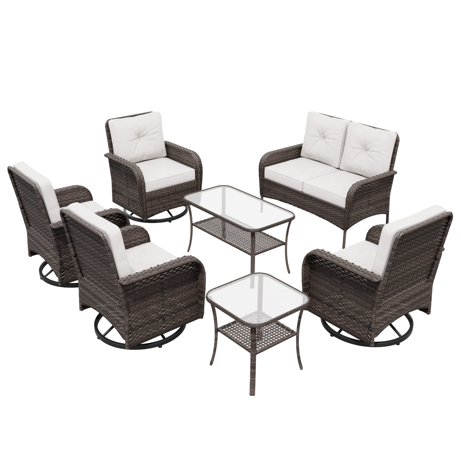 7-Piece Patio Bistro Set w/Side Table and Chairs_SCLS-P7