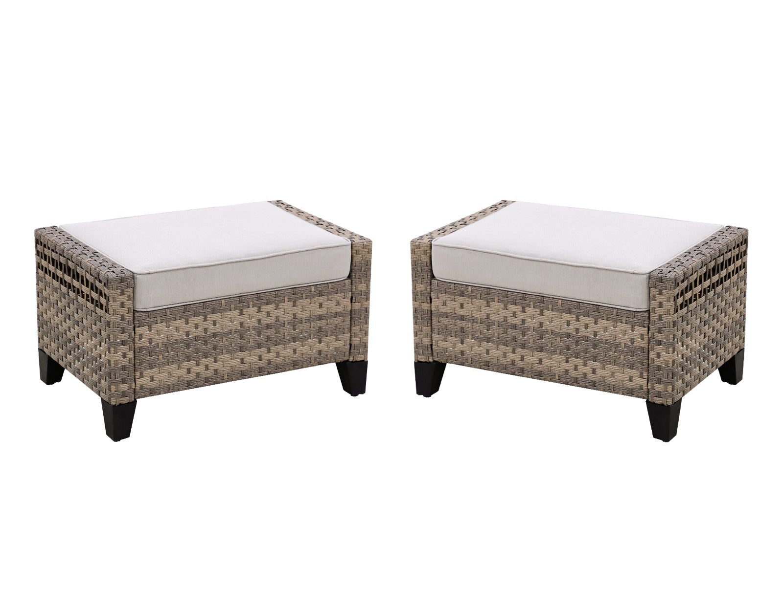 Modern 2 Piece Wicker Outdoor Ottomans_CBM-2G