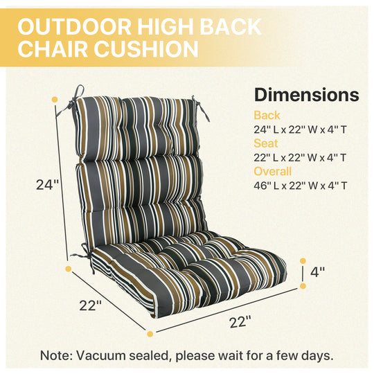 COOS BAY Outdoor Chair Cushions High Back 46x22 Inch, 2 Pack