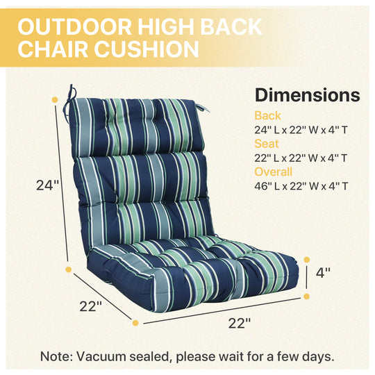 COOS BAY Outdoor Chair Cushions High Back 46x22 Inch, 2 Pack