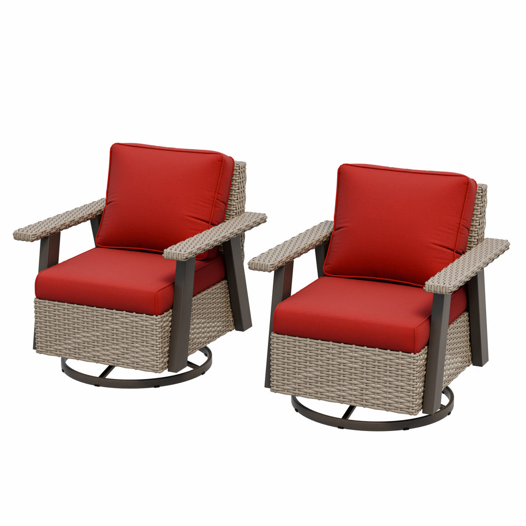 Rustic Hideaway Outdoor Swivel Rocker Patio Chair Set of 2, Beige/Beige, Tan, Dark Blue, Black, Red