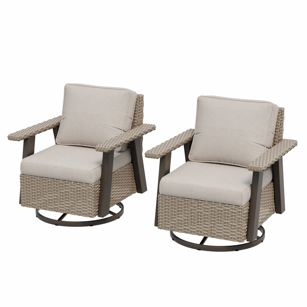 Rustic Hideaway Outdoor Swivel Rocker Patio Chair Set of 2, Beige/Beige, Tan, Dark Blue, Black, Red