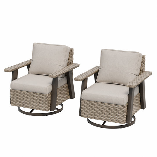 Rustic Hideaway Outdoor Swivel Rocker Patio Chair Set of 2, Beige/Beige, Tan, Dark Blue, Black, Red