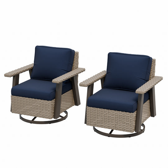 Rustic Hideaway Outdoor Swivel Rocker Patio Chair Set of 2, Beige/Beige, Tan, Dark Blue, Black, Red