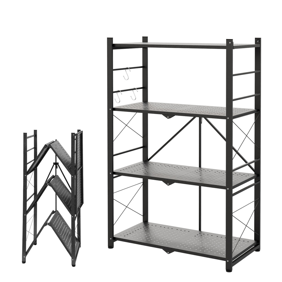 4 Tier Foldable Greenhouse Shelf, 1/2 Pack, Black