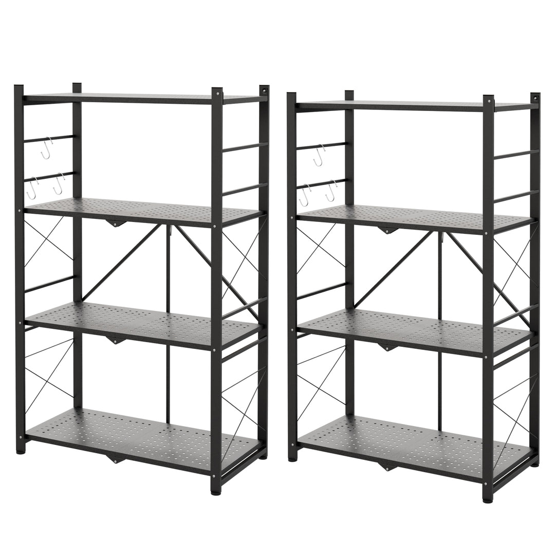 4 Tier Foldable Greenhouse Shelf, 1/2 Pack, Black
