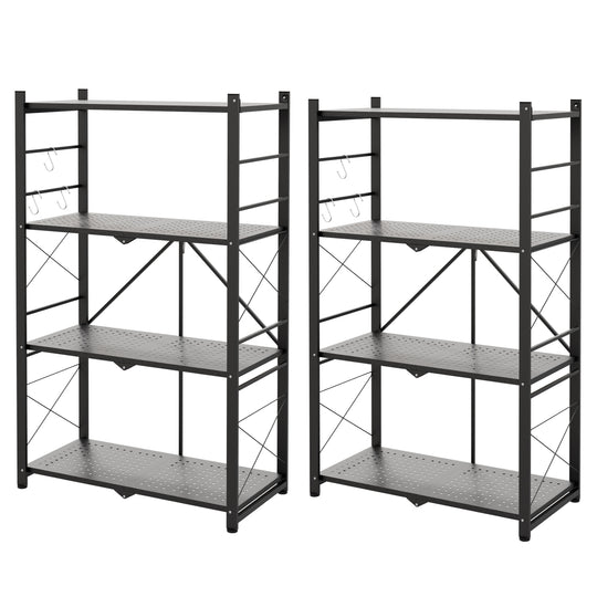 4 Tier Foldable Greenhouse Shelf, 1/2 Pack, Black