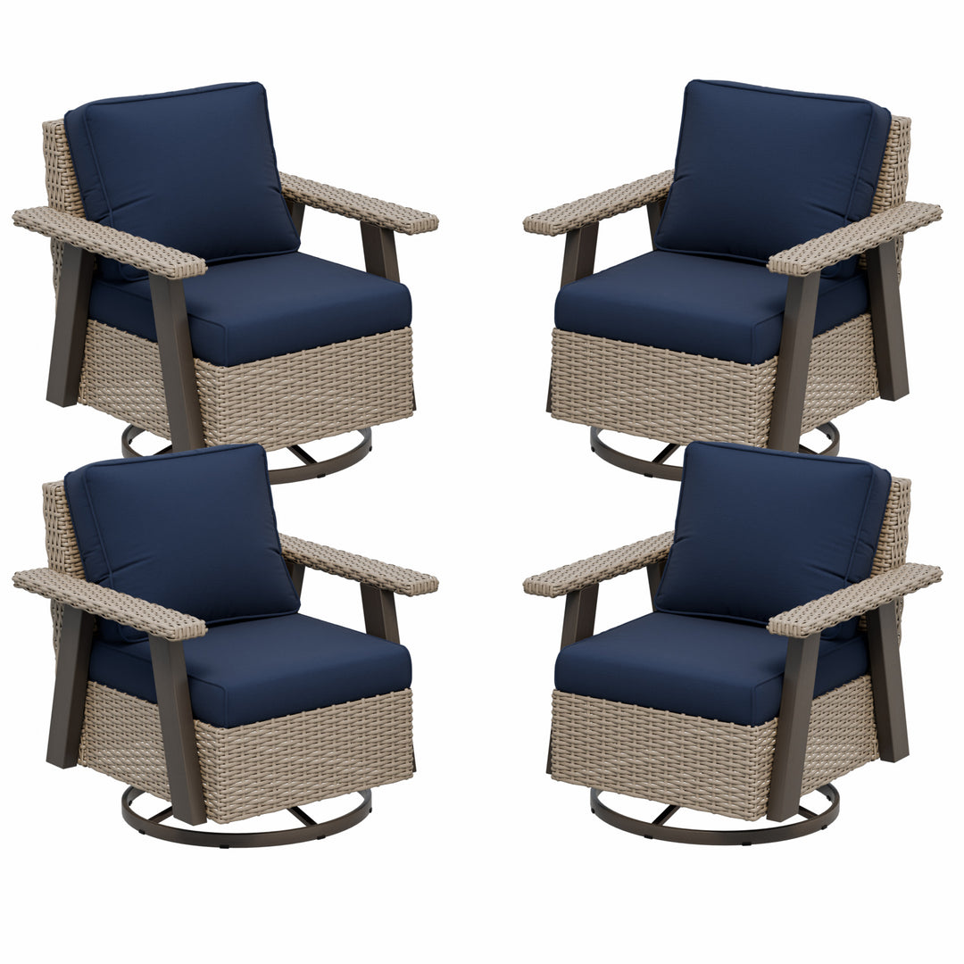 Rustic Hideaway Outdoor Swivel Rocker Patio Chair Set of 4, Beige/Beige, Tan, Dark Blue, Black, Red