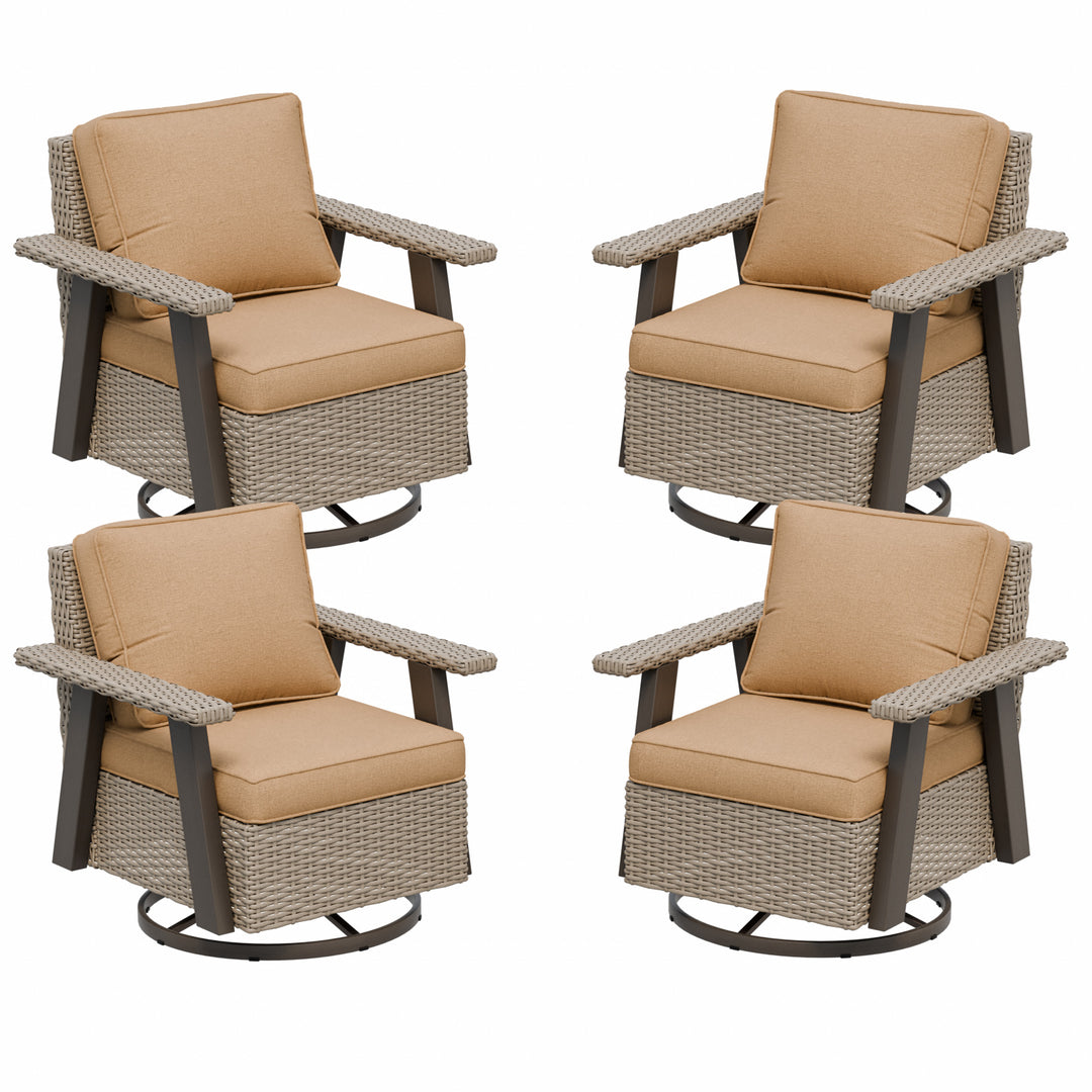 Rustic Hideaway Outdoor Swivel Rocker Patio Chair Set of 4, Beige/Beige, Tan, Dark Blue, Black, Red