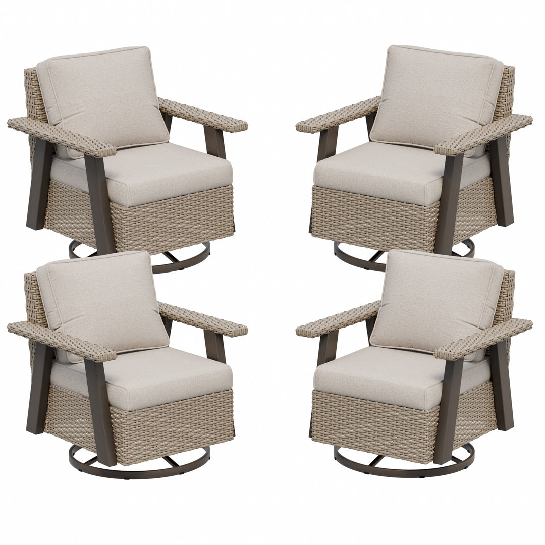 Rustic Hideaway Outdoor Swivel Rocker Patio Chair Set of 4, Beige/Beige, Tan, Dark Blue, Black, Red