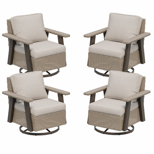 Rustic Hideaway Outdoor Swivel Rocker Patio Chair Set of 4, Beige/Beige, Tan, Dark Blue, Black, Red