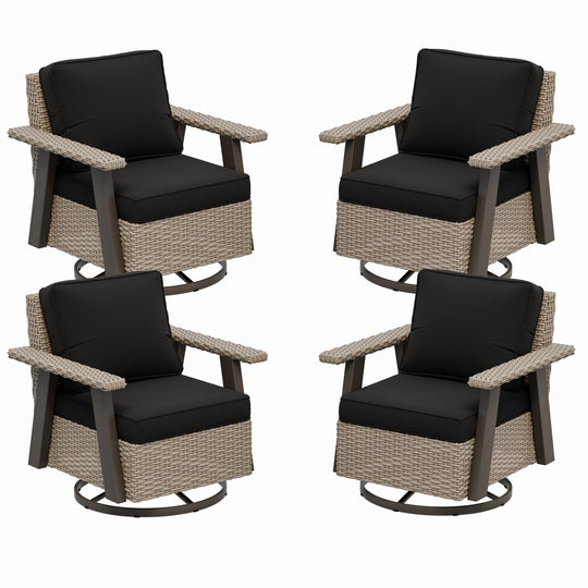 Rustic Hideaway Outdoor Swivel Rocker Patio Chair Set of 4, Beige/Beige, Tan, Dark Blue, Black, Red