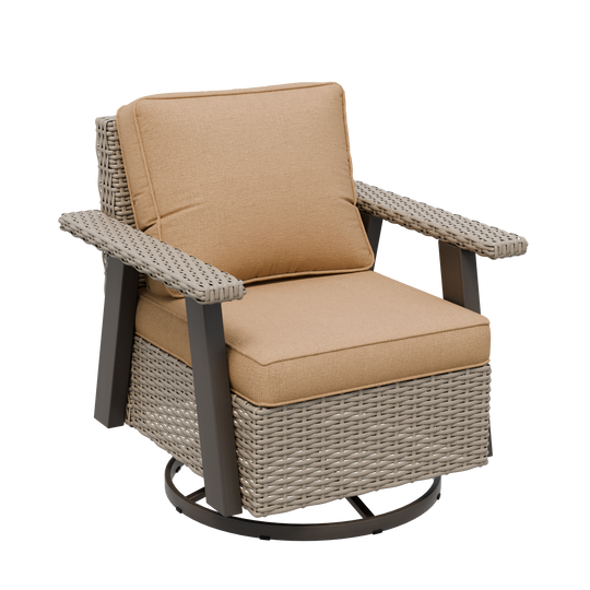 Rustic Hideaway Outdoor Swivel Rocker Patio Chair Set of 1, Beige/Beige, Tan, Dark Blue, Black, Red